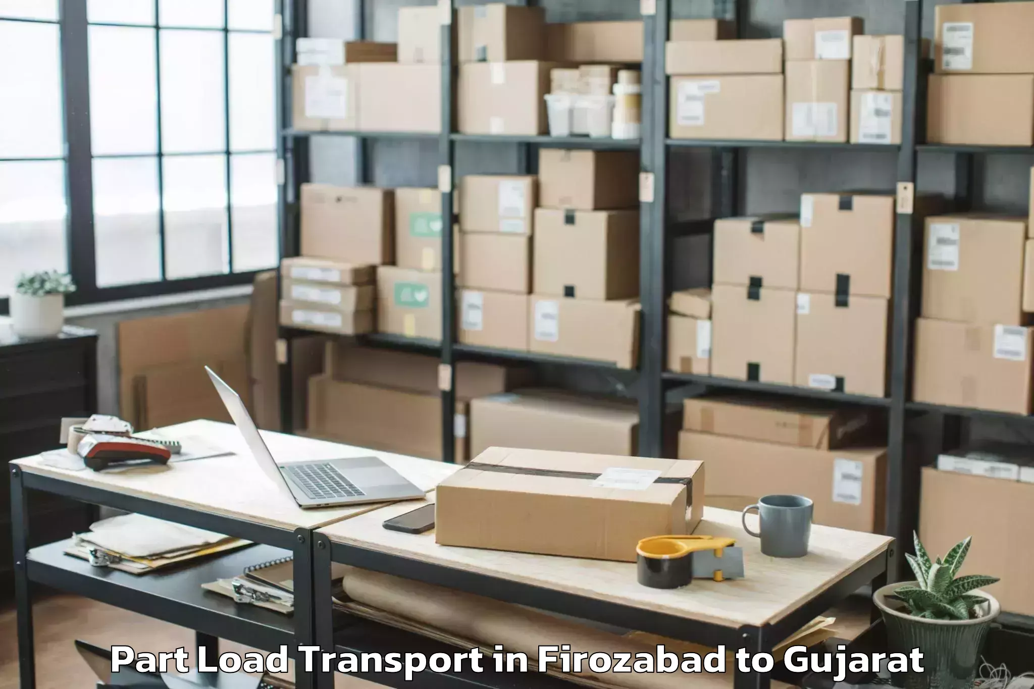 Book Firozabad to Indus University Ahmedabad Part Load Transport Online